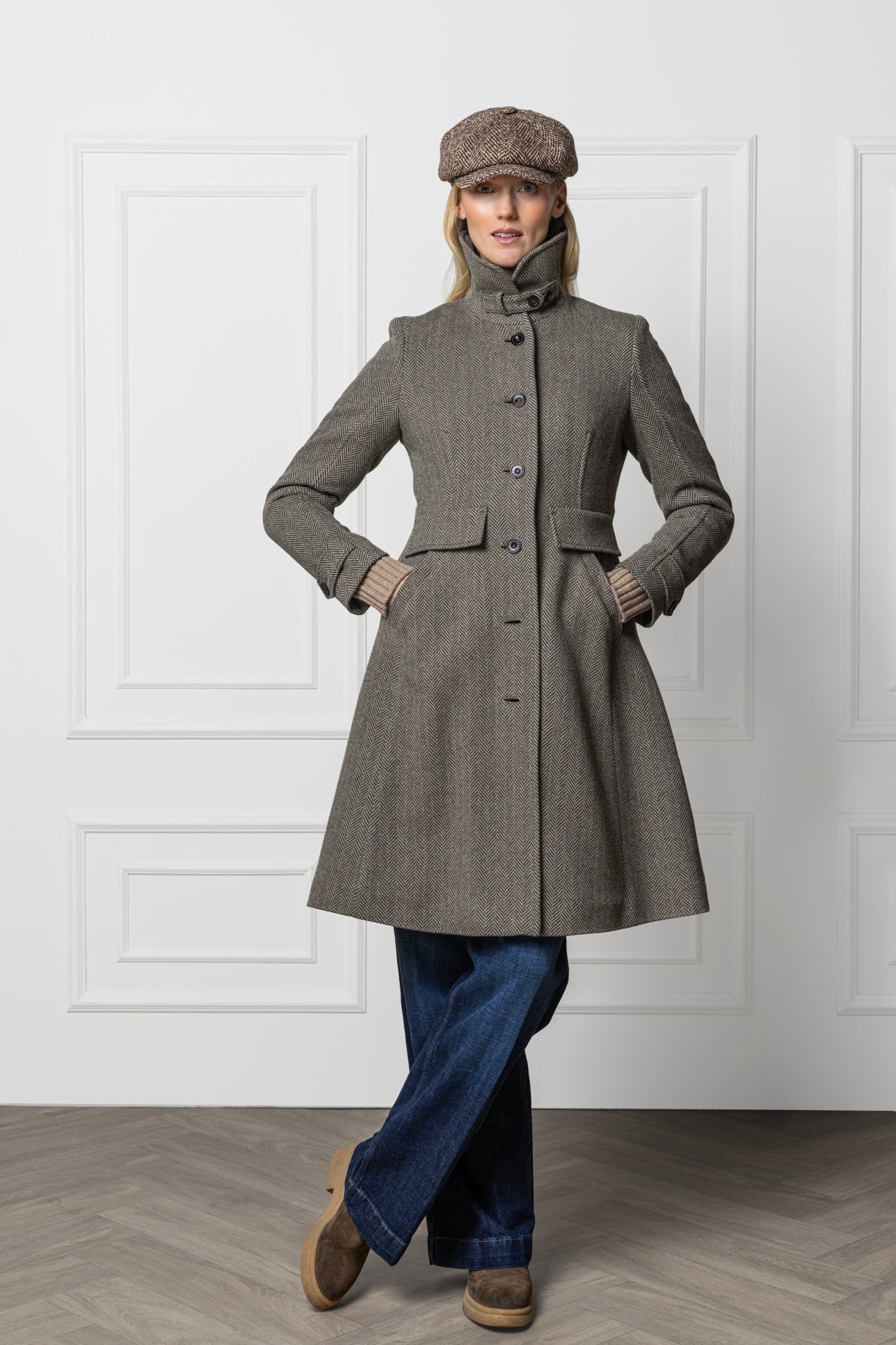 Wool Coat Bodensee in Herringbone