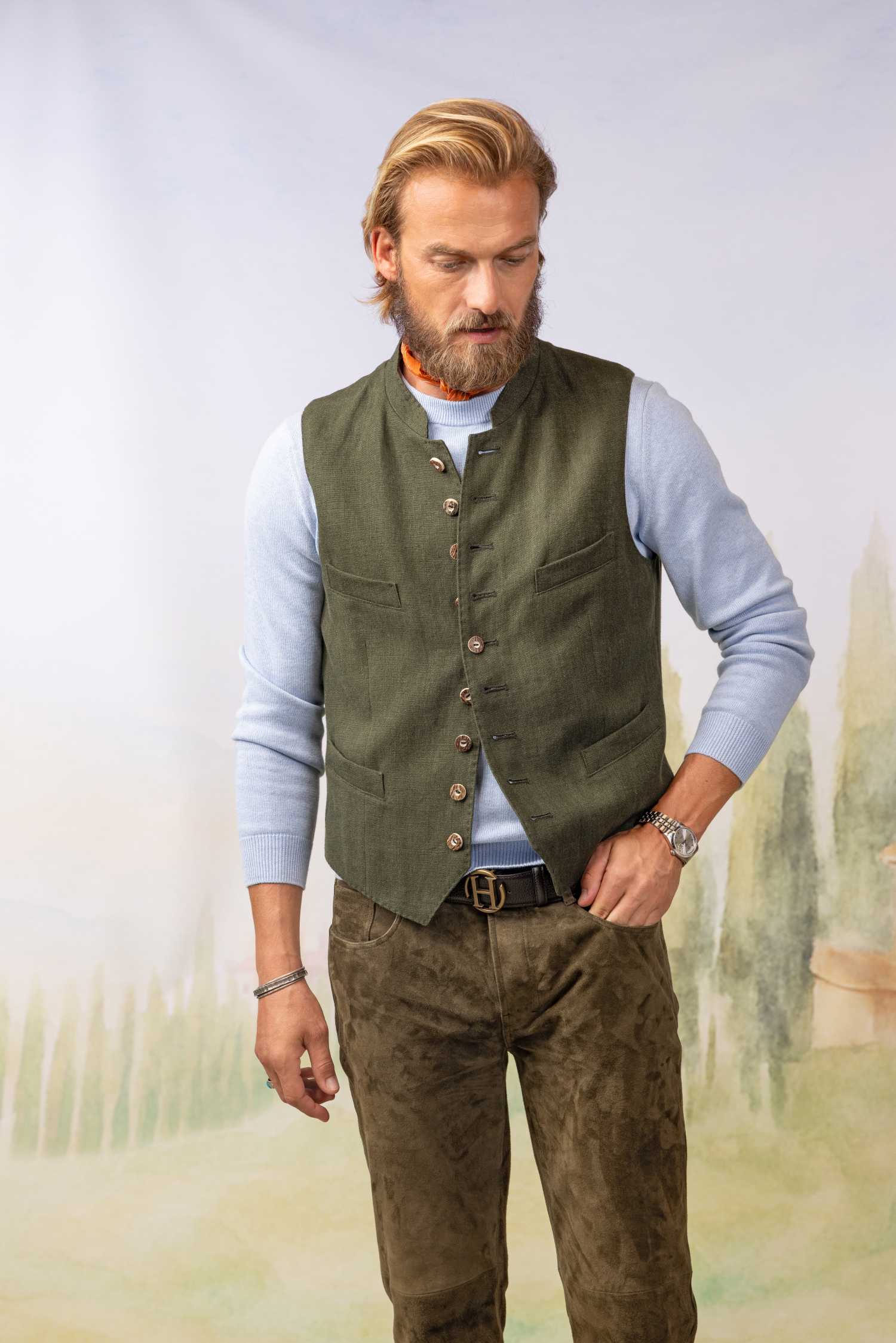 Gilet Friedrich in Bauernleinen