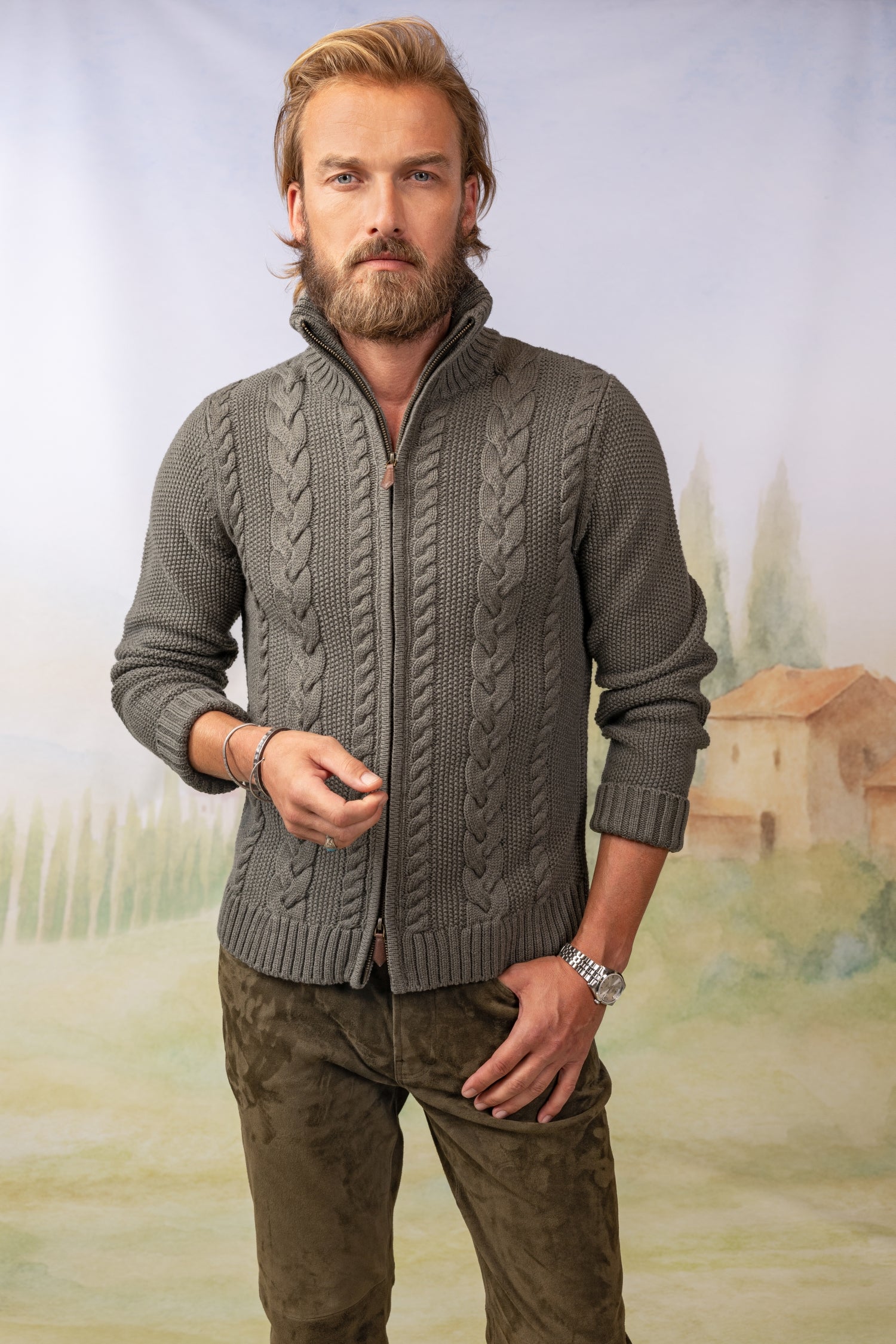 Knitjacket Davide in Cotton-Cashmere blend