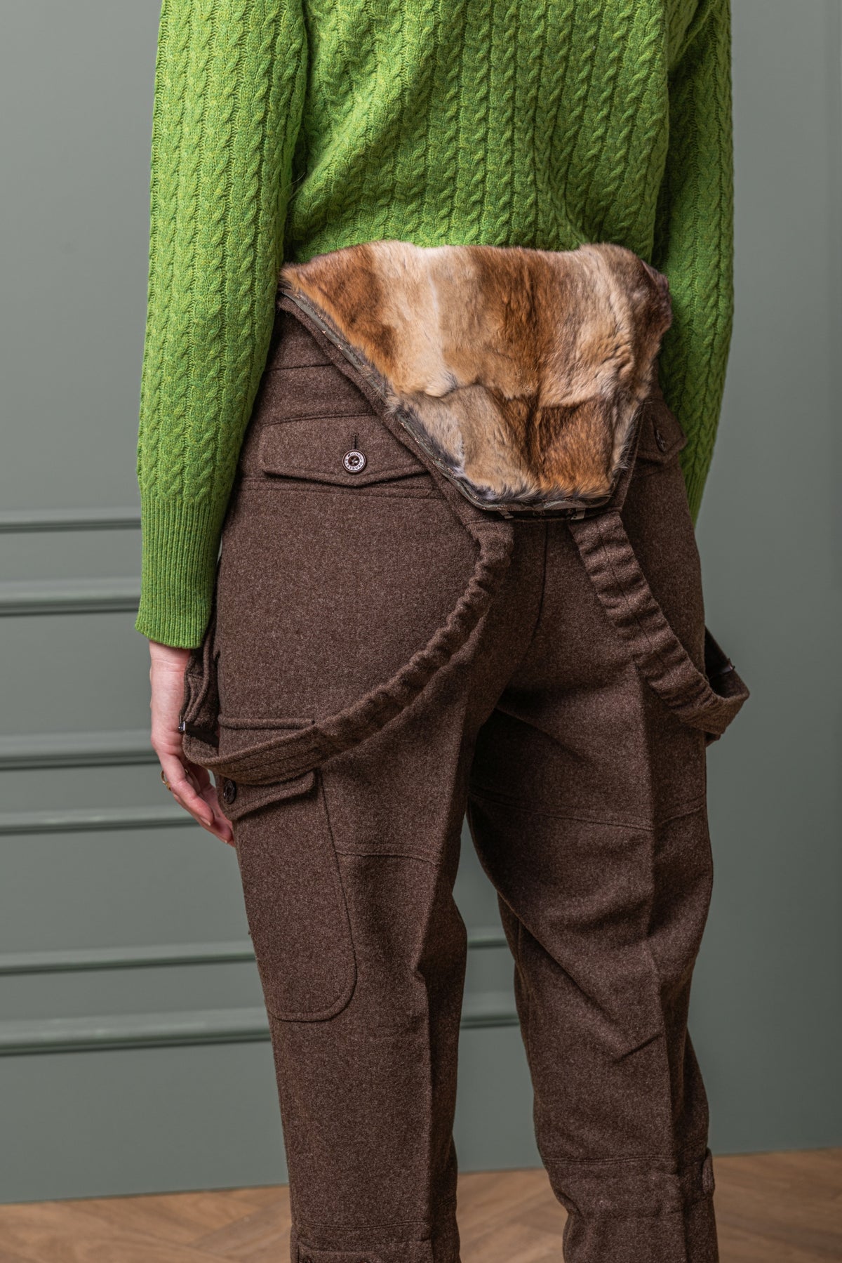 Jagdhose Prebersee aus Loden mit Samtkanin