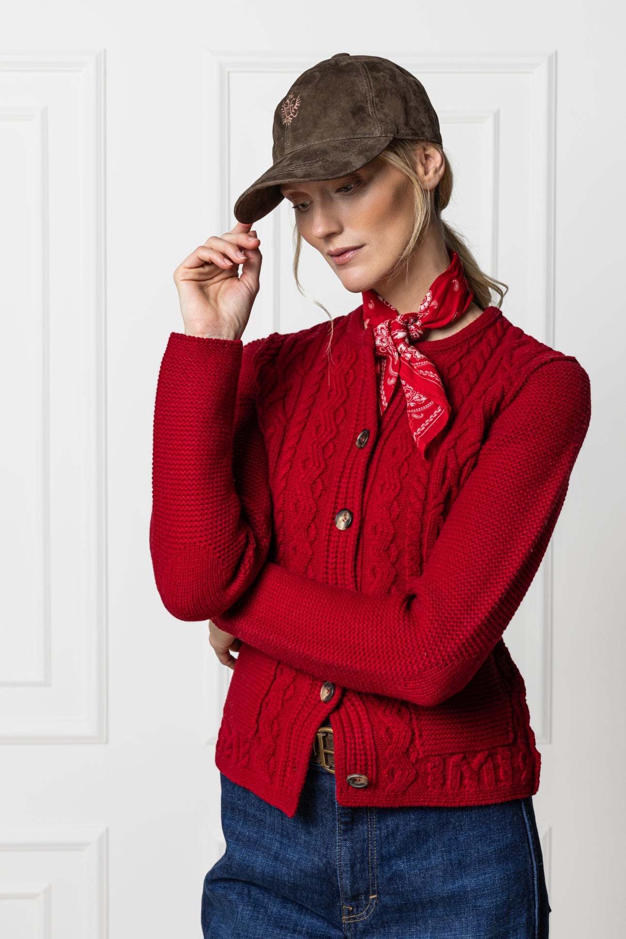 Kappe in Veloursleder