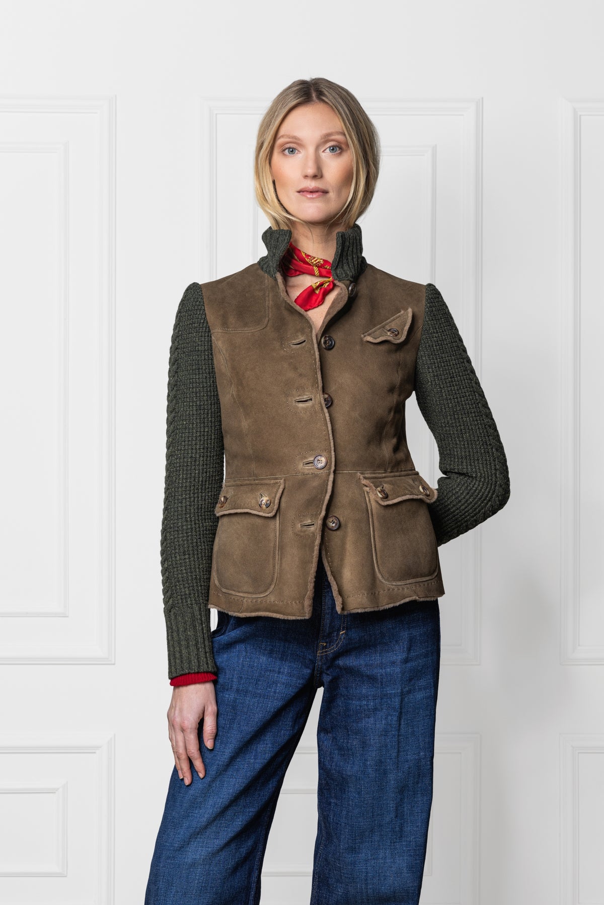 Lammfelljacke Hollenburg mit Strickärmeln