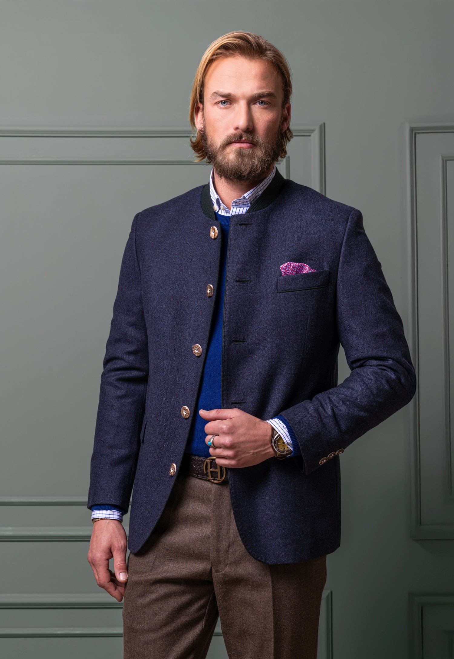 Wool Blazer Johann Karl in Herringbone